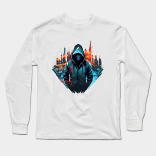 Mistery Shadow Hacker Gamer Urbain City Life Long Sleeve T-Shirt